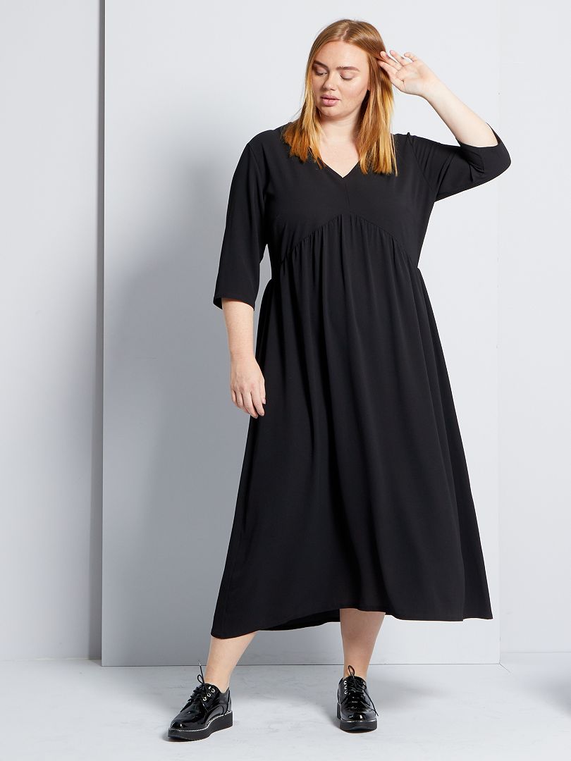Lange soepelvallende jurk zwart - Kiabi