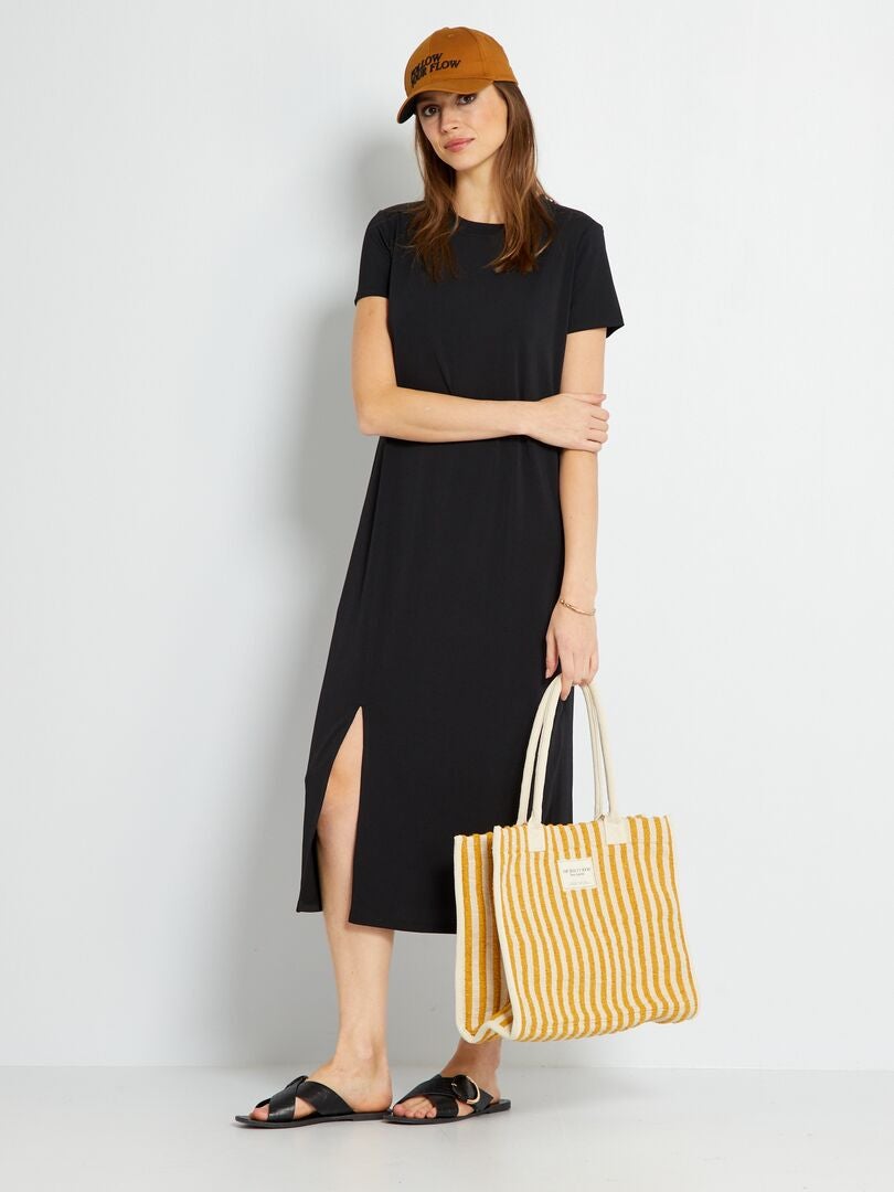 Lange, soepelvallende jurk zwart - Kiabi