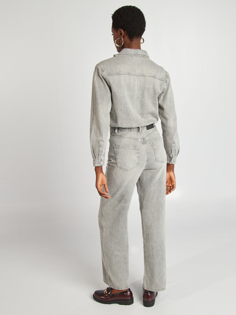Lange spijkerjumpsuit GRIJS - Kiabi