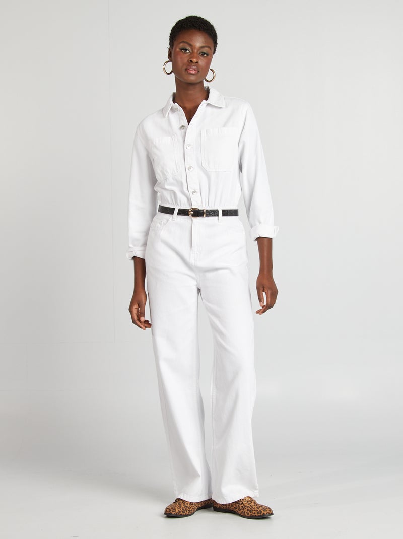 Lange spijkerjumpsuit wit - Kiabi