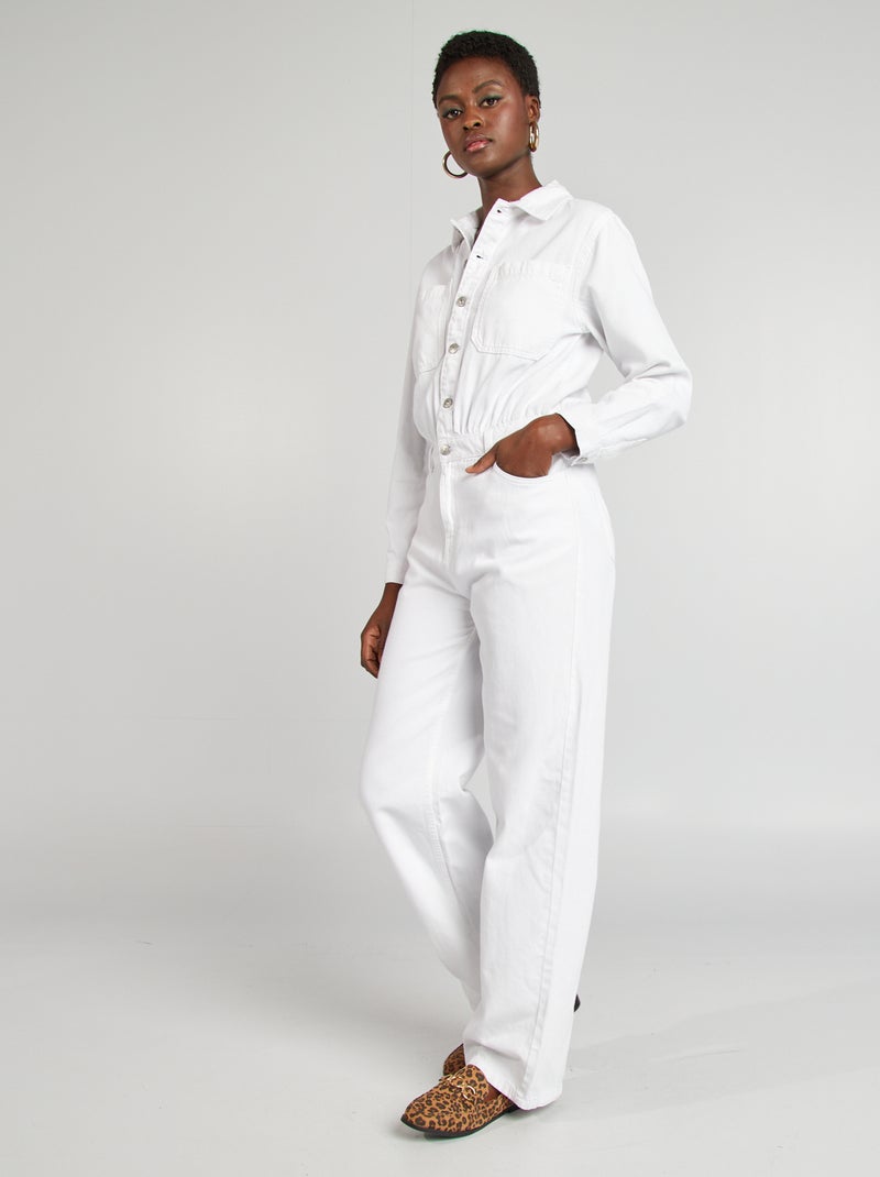 Lange spijkerjumpsuit wit - Kiabi