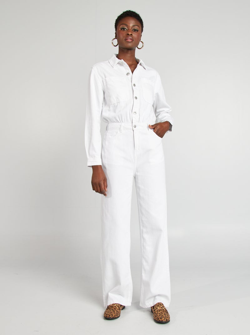 Lange spijkerjumpsuit wit - Kiabi