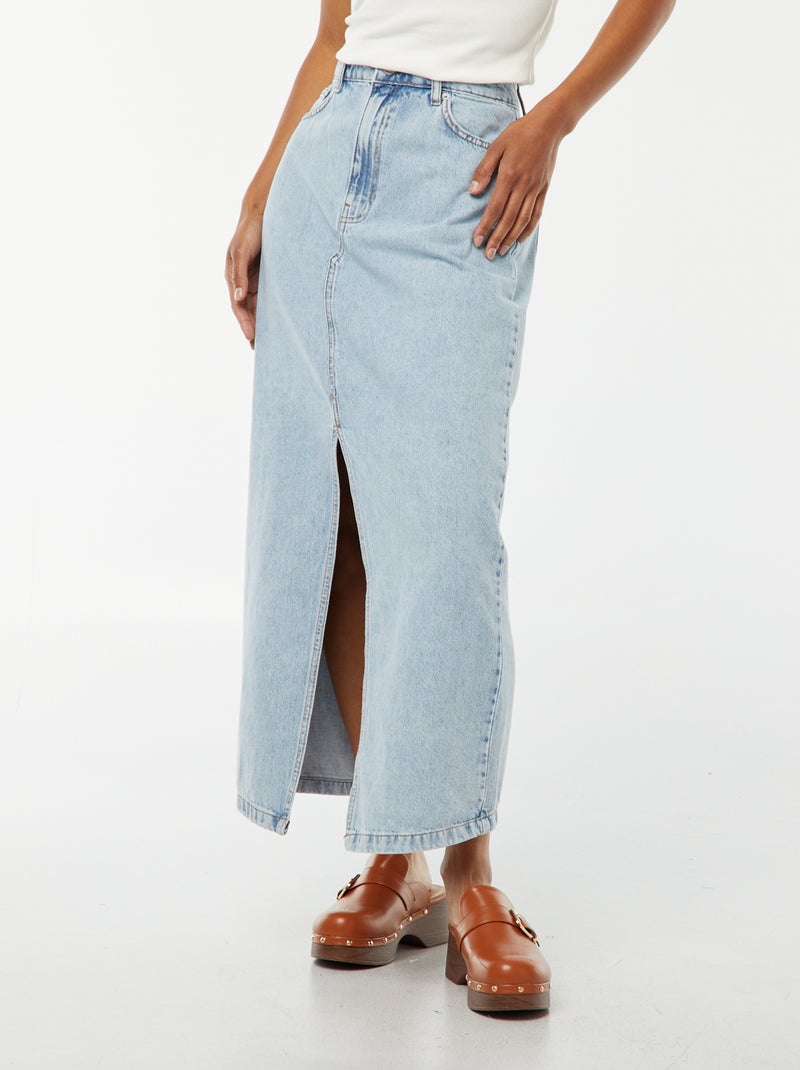 Lange spijkerrok BLAUW - Kiabi