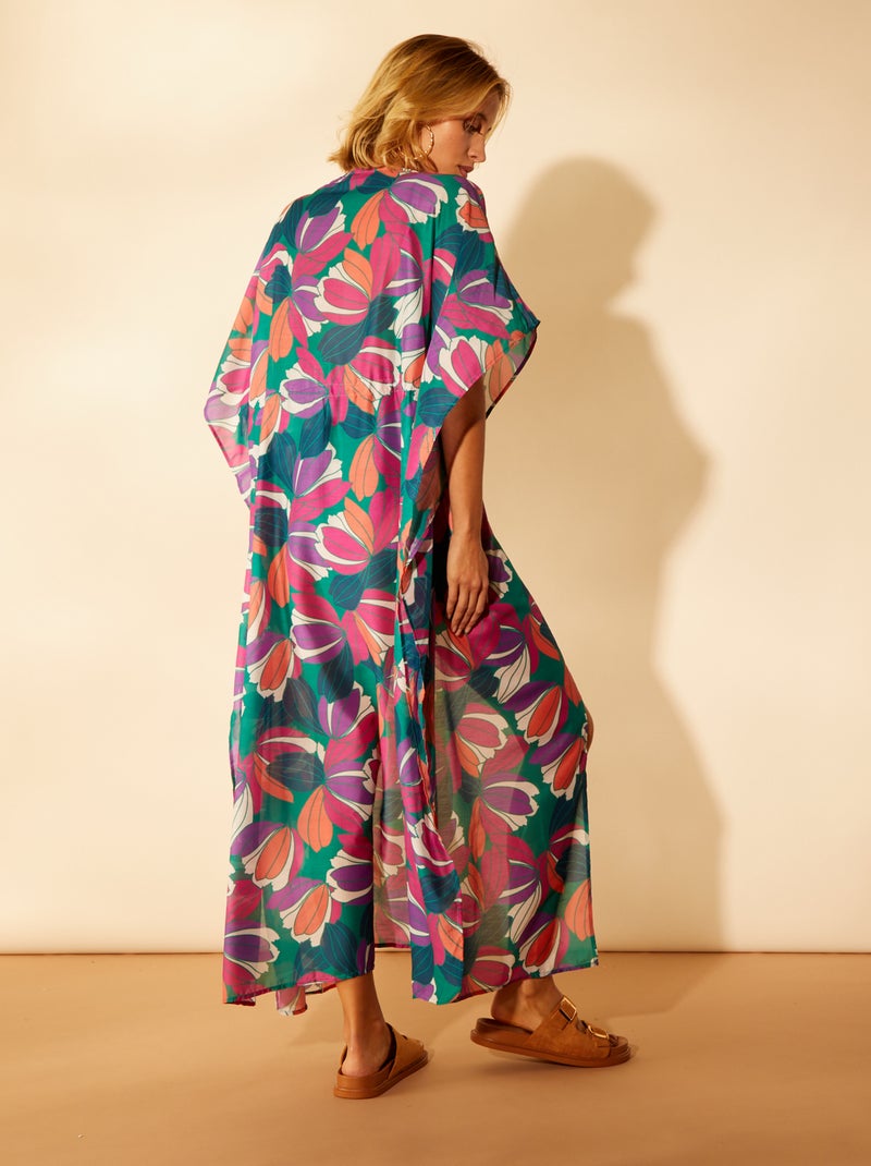 Lange strandjurk met print GROEN - Kiabi