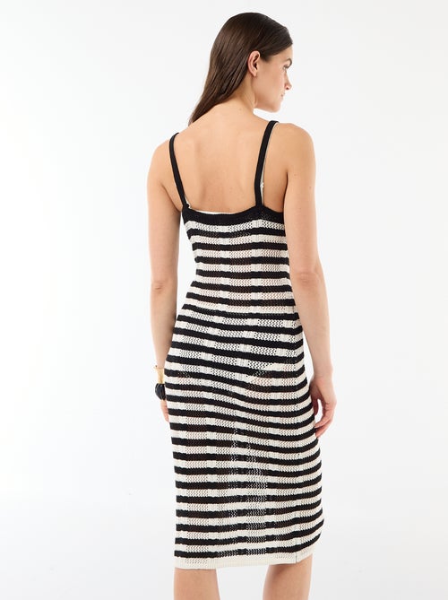 Lange strandjurk van gehaakte tricot - Kiabi