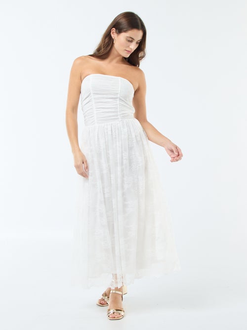 Lange strapless jurk met kant - Kiabi
