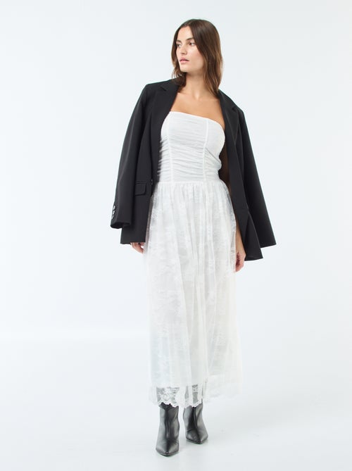 Lange strapless jurk met kant - Kiabi
