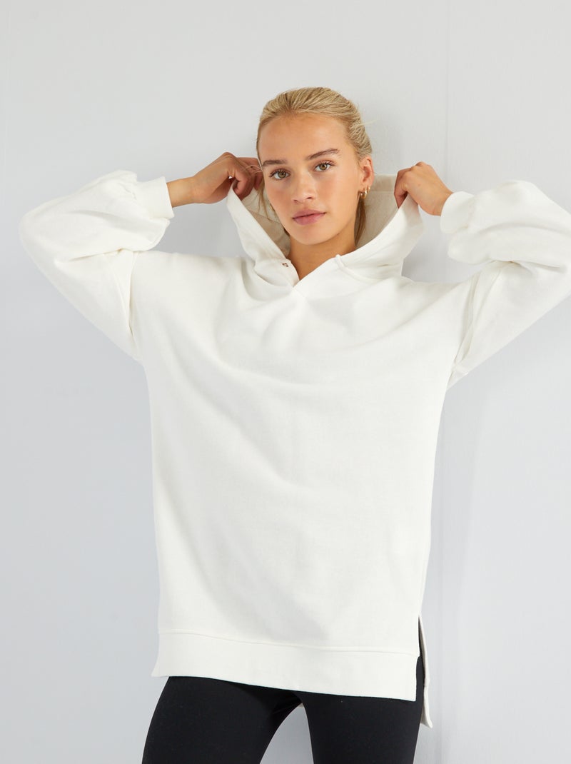 Lange sweater met capuchon WIT - Kiabi