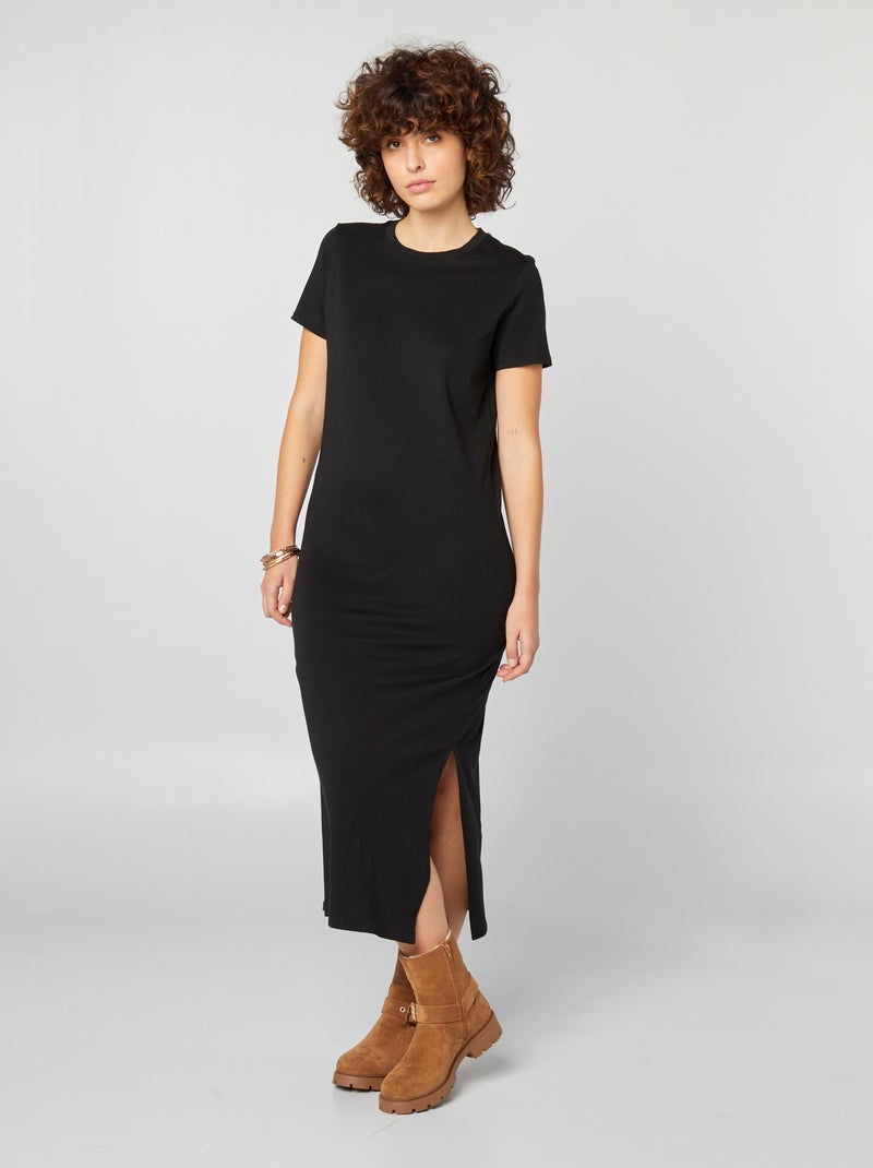 Lange T-shirtjurk ZWART - Kiabi