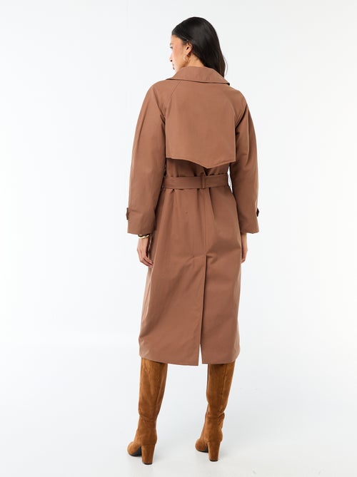 Lange trenchcoat met dubbele knoopsluiting - Kiabi