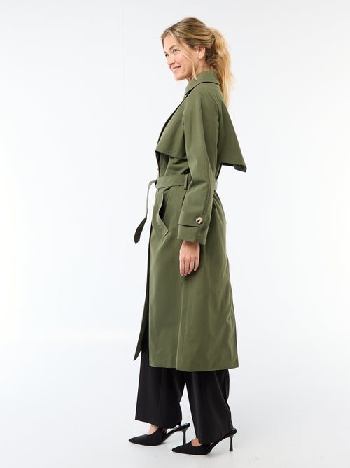 Lange trenchcoat met dubbele knoopsluiting - Kiabi