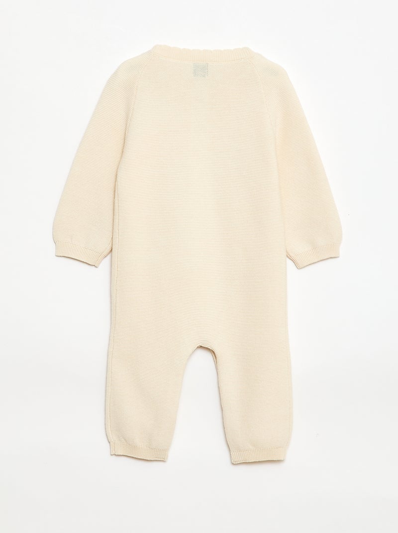 Lange tricot overall met ribbelsteek Wit - Kiabi