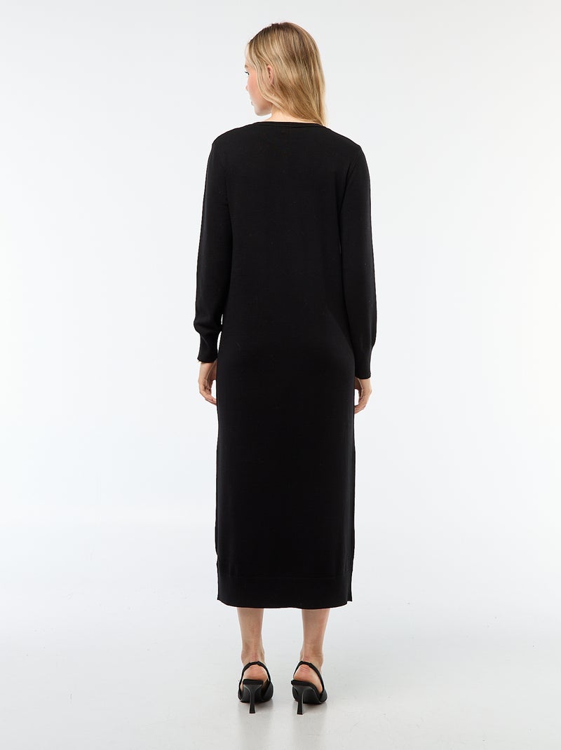 Lange trui-jurk met lange mouw zwart - Kiabi