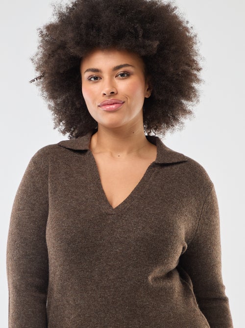 Lange trui-jurk met polokraagje - Kiabi