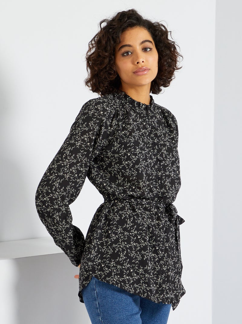 Lange tuniek met print ZWART - Kiabi