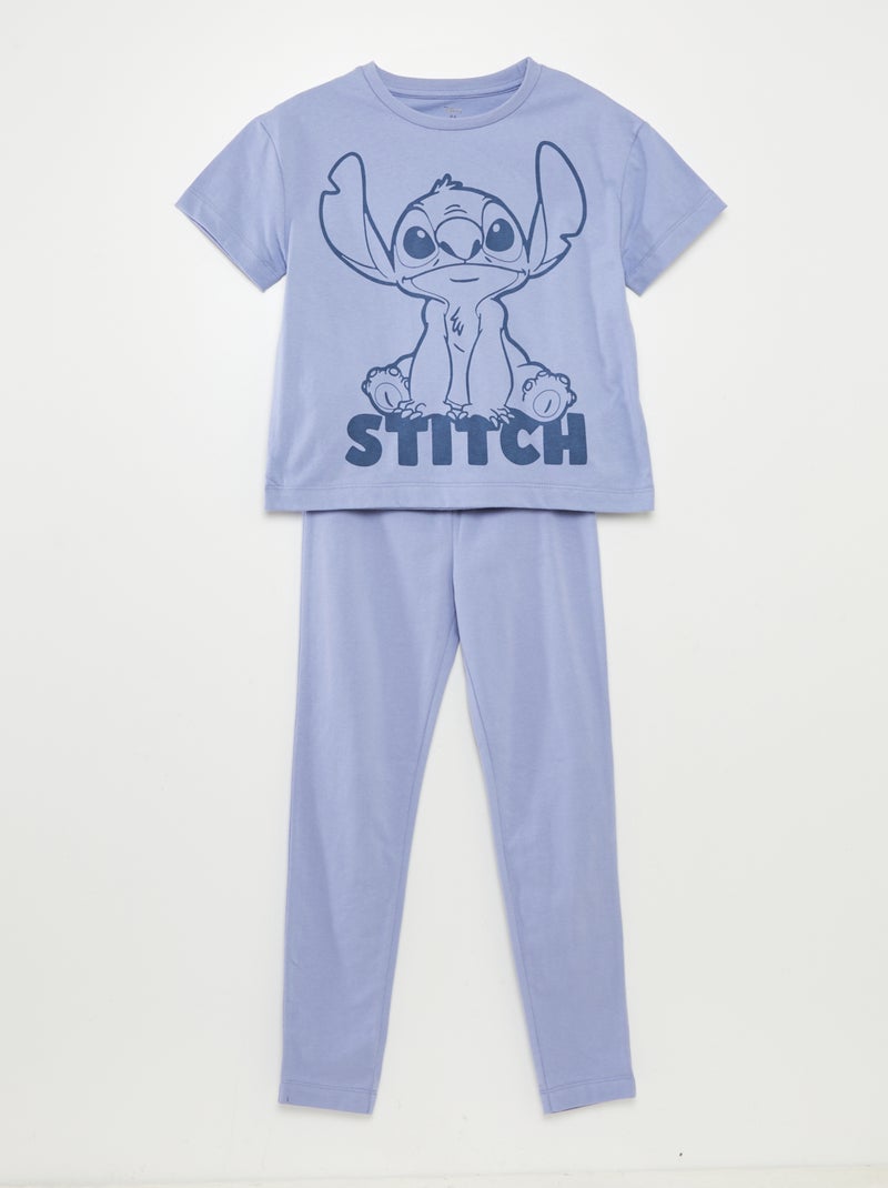 Lange, tweedelige Disney-pyjama met Stitch-print - 2-delig BLAUW - Kiabi