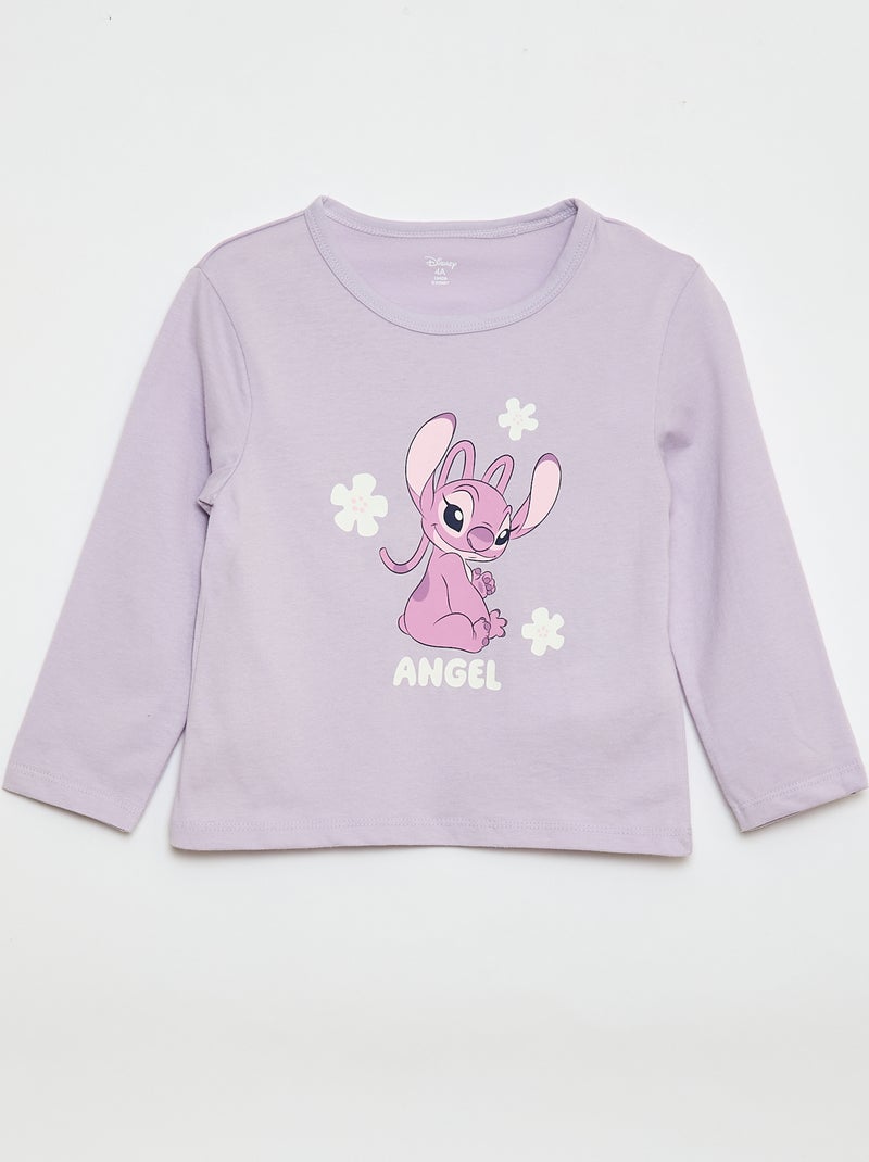 Lange, tweedelige Disney-pyjama met Stitch-print - 2-delig Paars - Kiabi