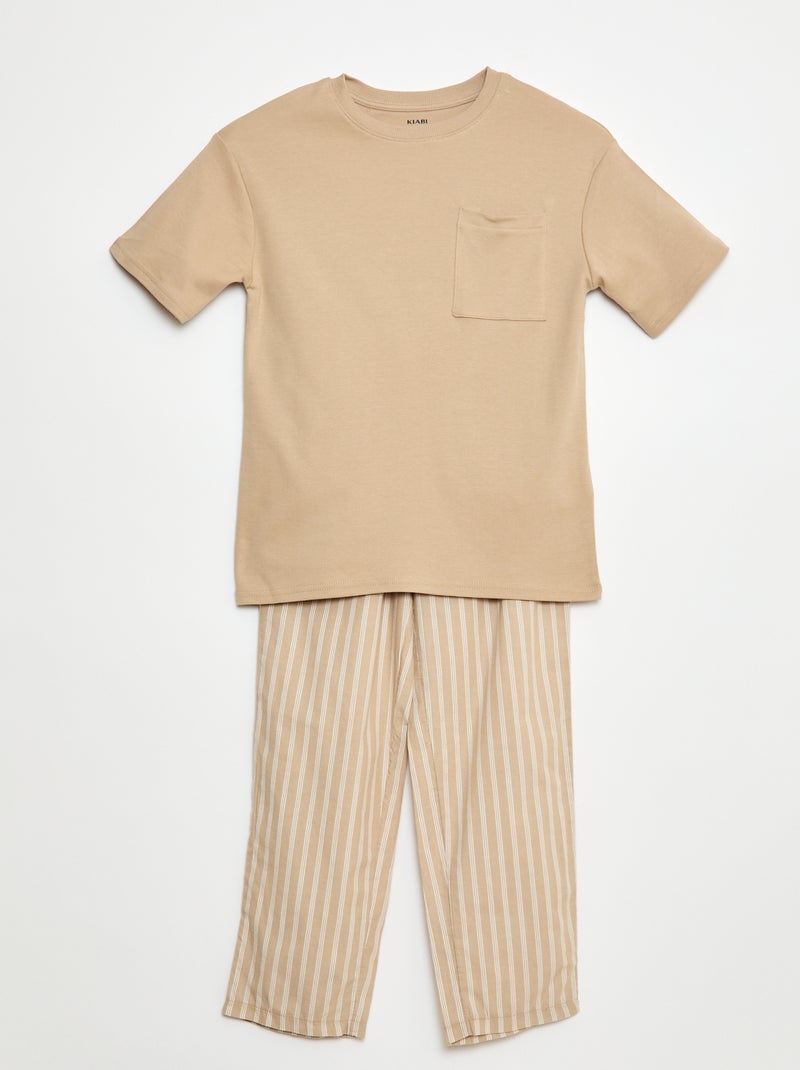 Lange, tweedelige pyjama - 2-delig Bruin - Kiabi