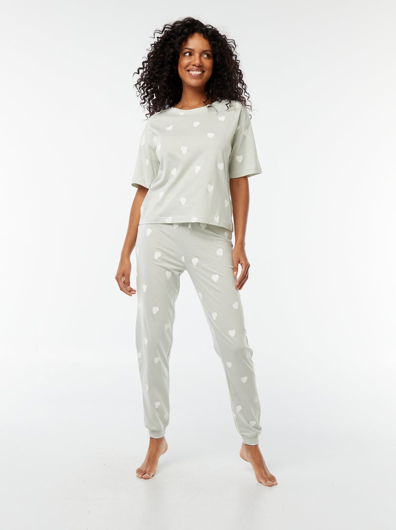 Lange, tweedelige pyjama - 2-delig GROEN - Kiabi