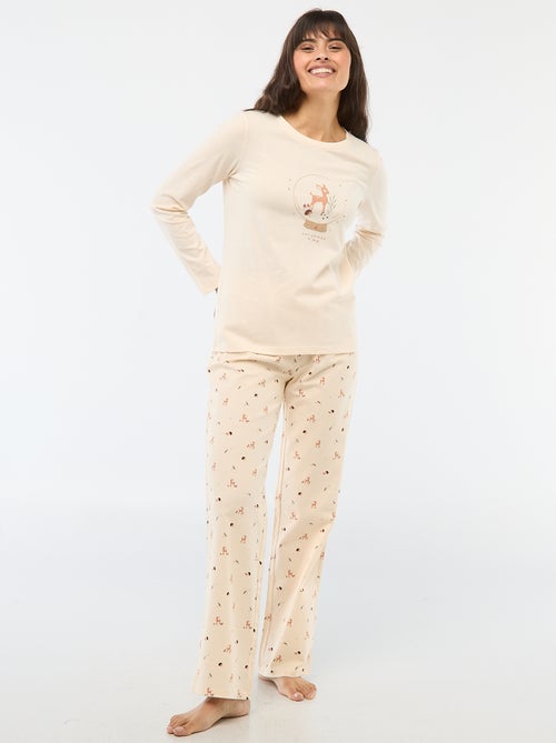 Lange, tweedelige pyjama + fleece-sweater met rits - 3-delig setje - Kiabi