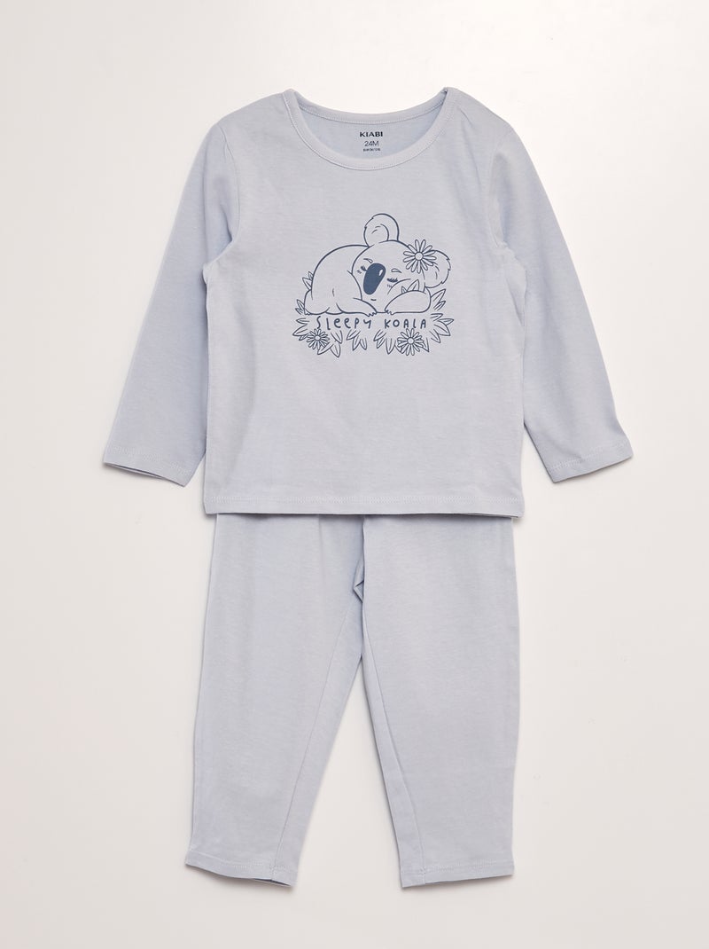 Lange, tweedelige pyjama met print BLAUW - Kiabi