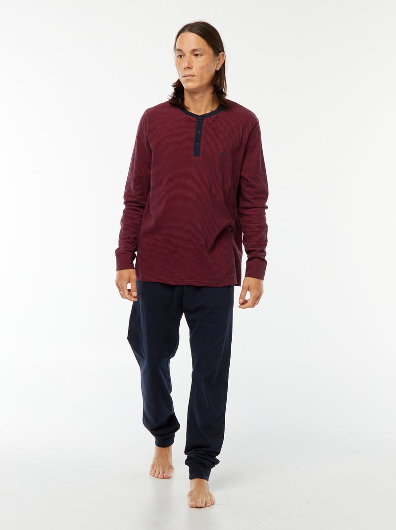 Lange, tweedelige pyjama met T-shirt + broek - 2-delig Blauw - Kiabi