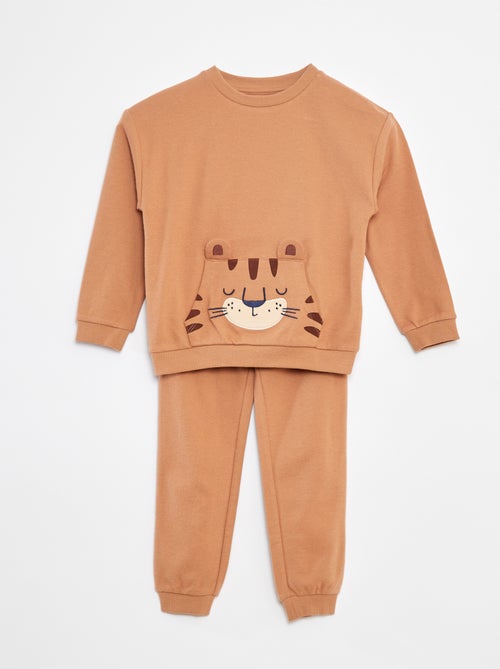 Lange, tweedelige pyjama met T-shirt + broek - 2-delig - Kiabi