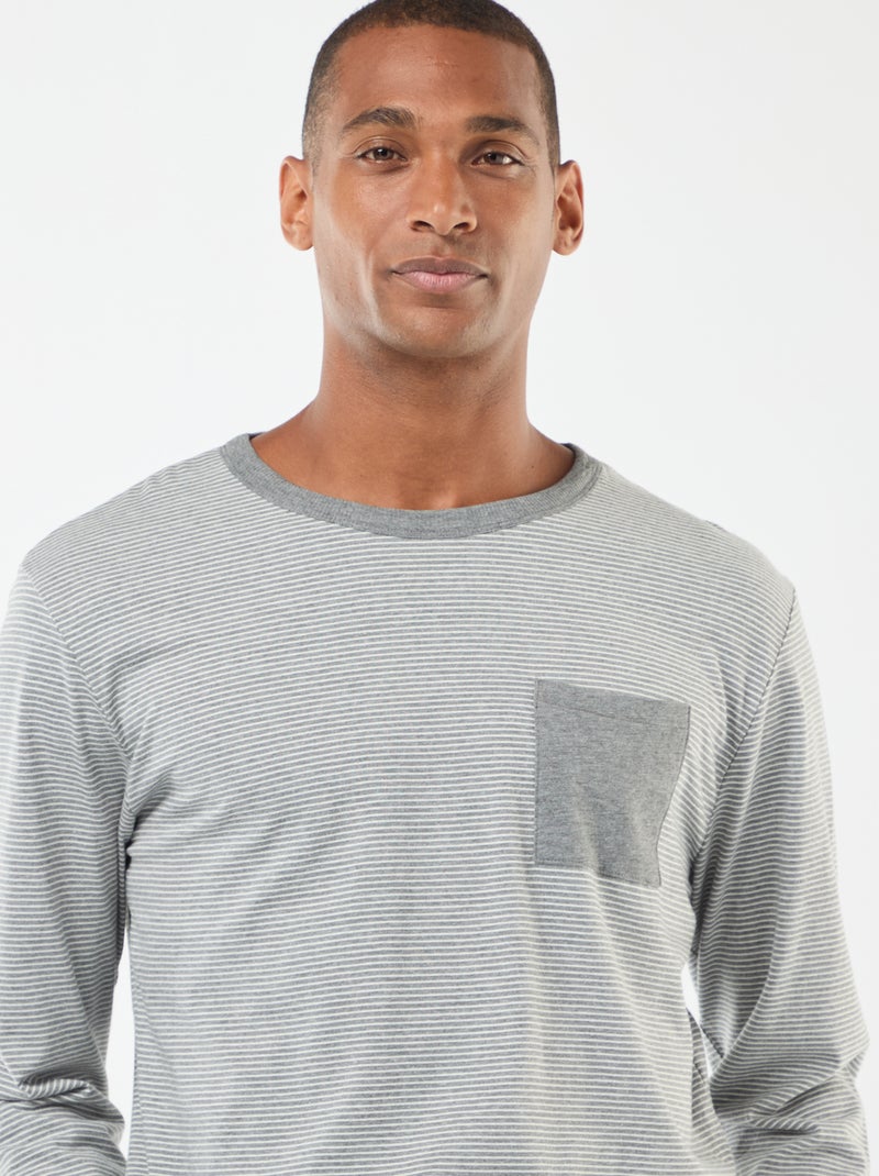 Lange, tweedelige pyjama met T-shirt + broek - 2-delig Grijs - Kiabi