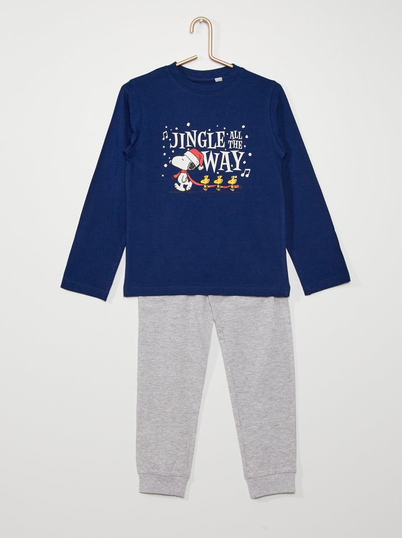 Lange tweedelige pyjama 'Snoopy' navy / grijs - Kiabi