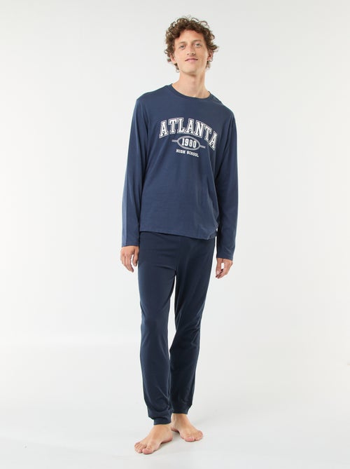 Lange, tweedelige pyjama van jersey met T-shirt + broek - 2-delig - Kiabi