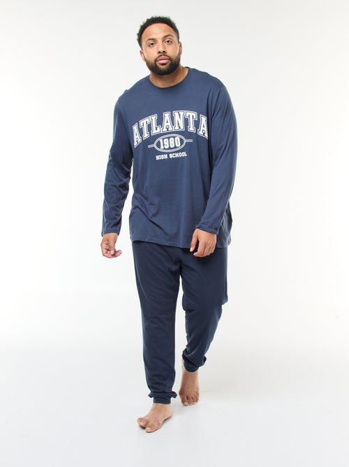 Lange, tweedelige pyjama van jersey met T-shirt + broek - 2-delig - Kiabi
