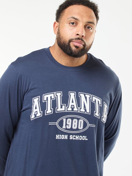 Lange, tweedelige pyjama van jersey met T-shirt + broek - 2-delig - Kiabi