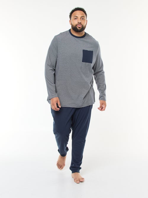 Lange, tweedelige pyjama van jersey met T-shirt + broek - 2-delig - Kiabi