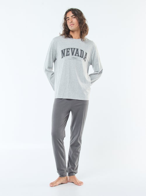 Lange, tweedelige pyjama van jersey met T-shirt + broek - 2-delig - Kiabi