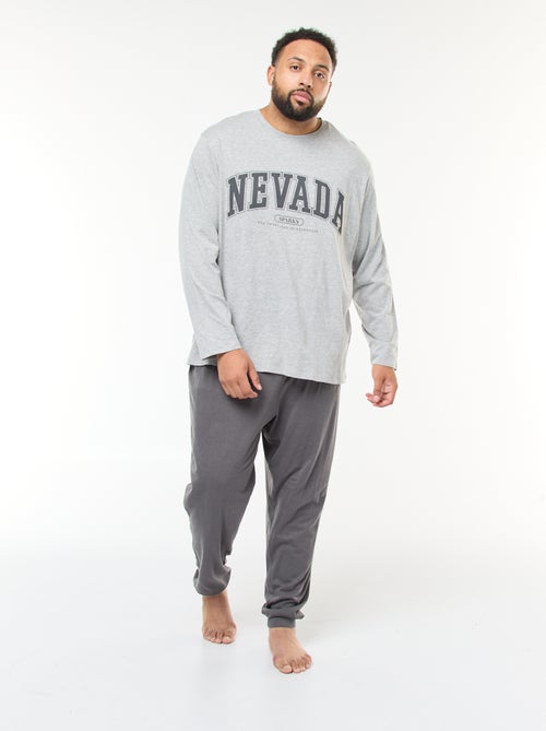 Lange, tweedelige pyjama van jersey met T-shirt + broek - 2-delig - Kiabi