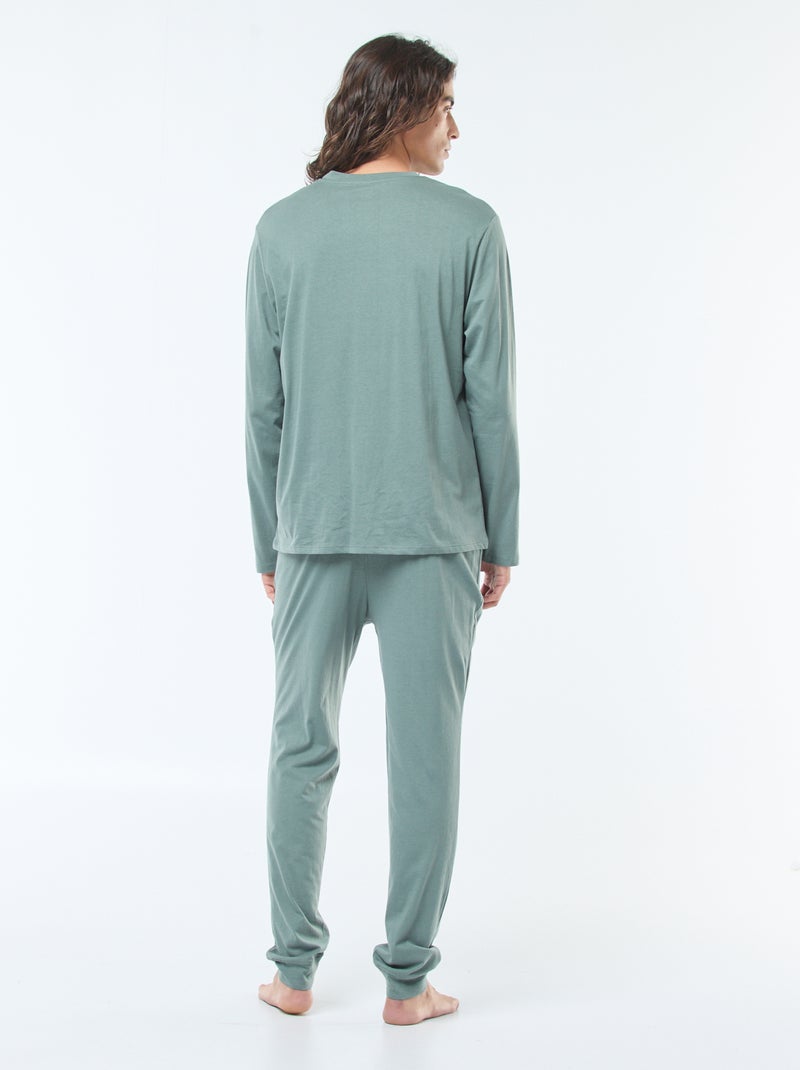 Lange, tweedelige pyjama van jersey met T-shirt + broek - 2-delig Groen - Kiabi