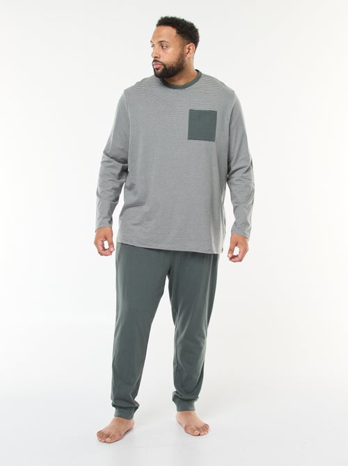 Lange, tweedelige pyjama van jersey met T-shirt + broek - 2-delig - Kiabi