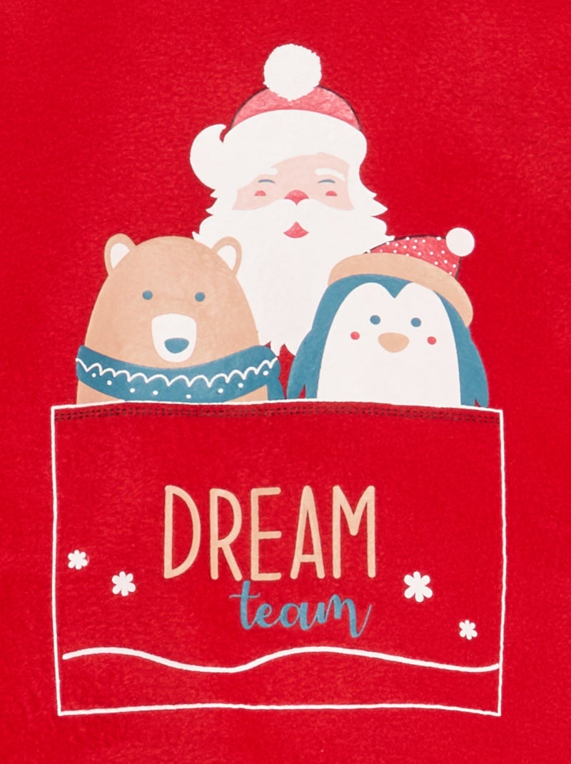 Lange, tweedelige pyjama van microfleece - 2-delig Rood - Kiabi