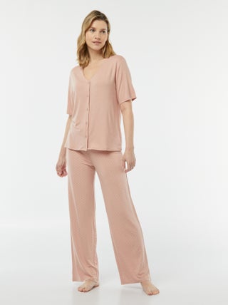 Lange, tweedelige pyjama van uiterst flexibel tricot