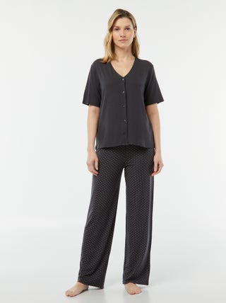 Lange, tweedelige pyjama van uiterst flexibel tricot