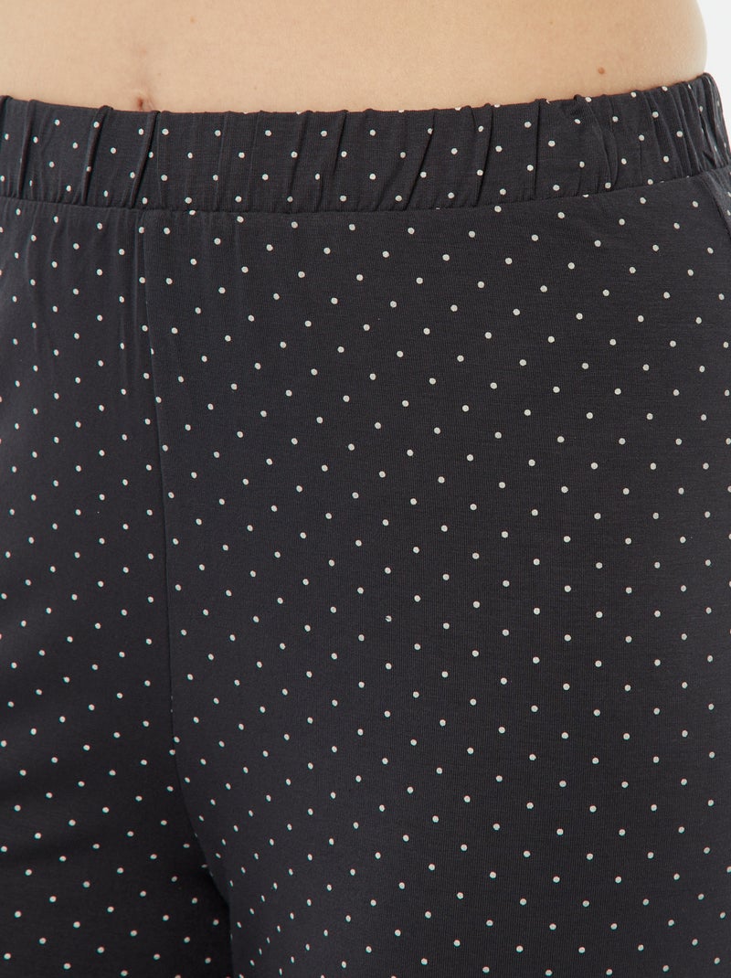 Lange, tweedelige pyjama van uiterst flexibel tricot ZWART - Kiabi