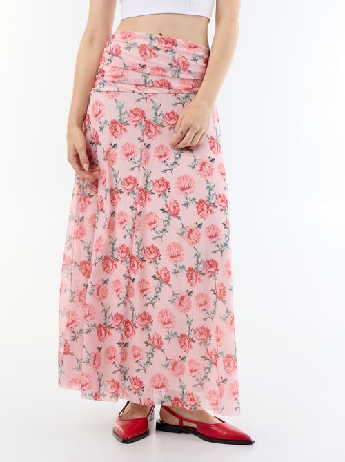 Lange uitlopende rok met bloemen - Kiabi