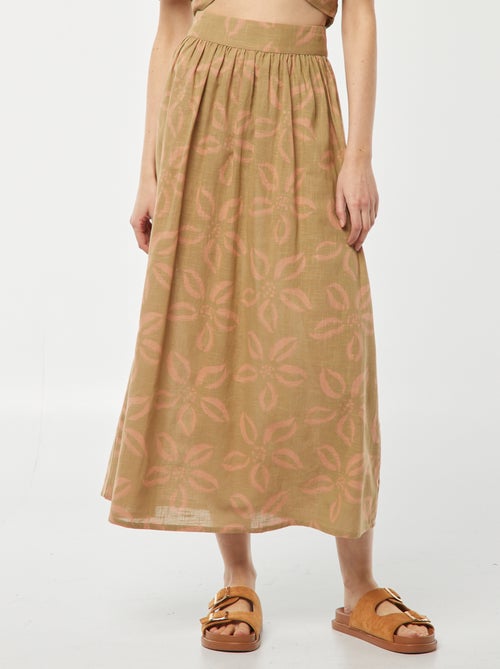 Lange, uitlopende rok met elastische tailleband - Kiabi