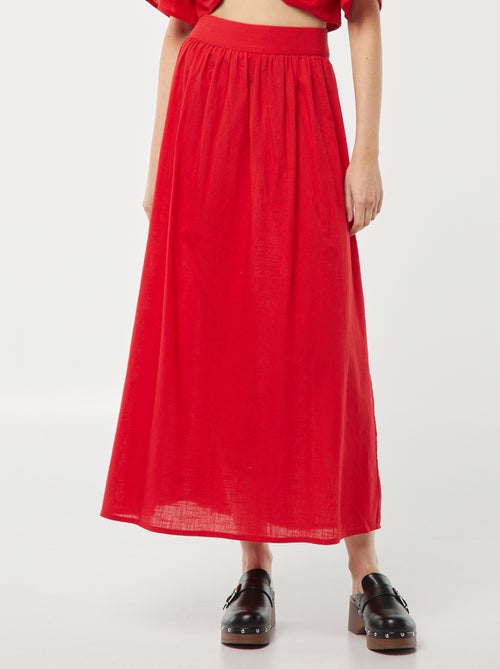 Lange, uitlopende rok met elastische tailleband - Kiabi