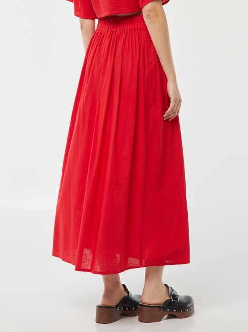 Lange, uitlopende rok met elastische tailleband - Kiabi