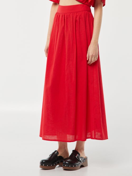 Lange, uitlopende rok met elastische tailleband - Kiabi