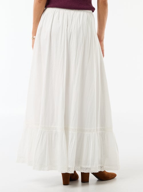 Lange uitlopende rok met macramé - Kiabi