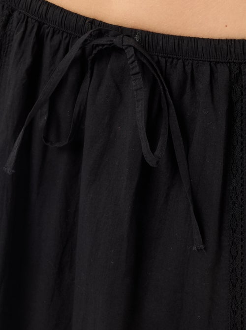 Lange uitlopende rok met macramé - Kiabi