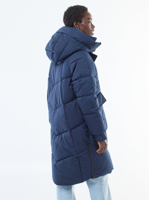 Lange warme waterafstotende gewatteerde jas met capuchon - Kiabi