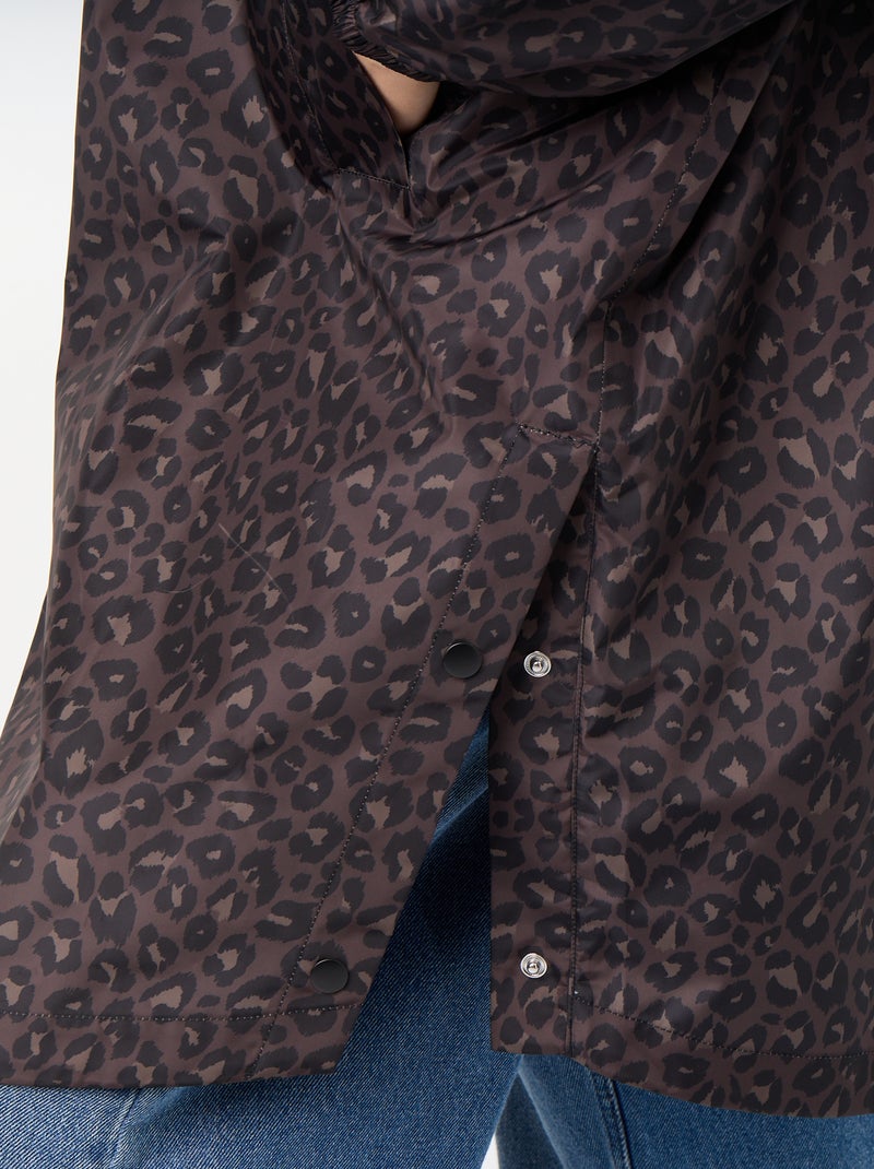 Lange waterafstotende parka met capuchon Bruin - Kiabi